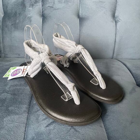NWT Sanuk Heather Gray Yoga Sling Ella Sandals Recycled Yoga Mat Women's Size 10 - Picture 2 of 8